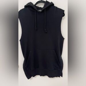 Zara Men’s Sleeveless Pullover Hoodie, Black, medium